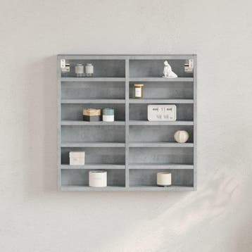 vidaXL Vitrinekast 60x8,5x58 cm bewerkt hout betongrijs, Verzenden, Nieuw