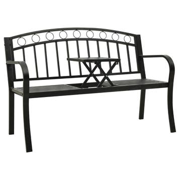 vidaXL Tuinbank met tafel 120 cm staal zwart, Verzenden, Nieuw