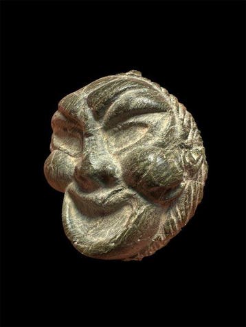 Oud-Romeins grijze steen zeldzaam masker van Bacchus - 40 mm, Collections
