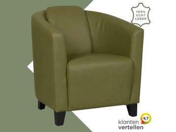 Leren fauteuil Press - Toledo Apple Green (groen) - Poten, Ophalen of Verzenden