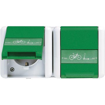 Jung Wg800 Dual E-Bike Oplaadstopcontact Groen Ip44, Verzenden
