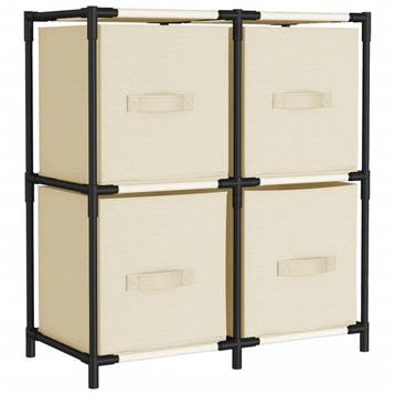 vidaXL Opbergkast met 4 stoffen manden 63x30x71 cm staal, Verzenden