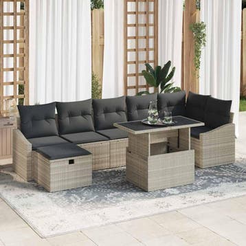 vidaXL Tuinbank Set 8 st poly rattan, Verzenden, Nieuw