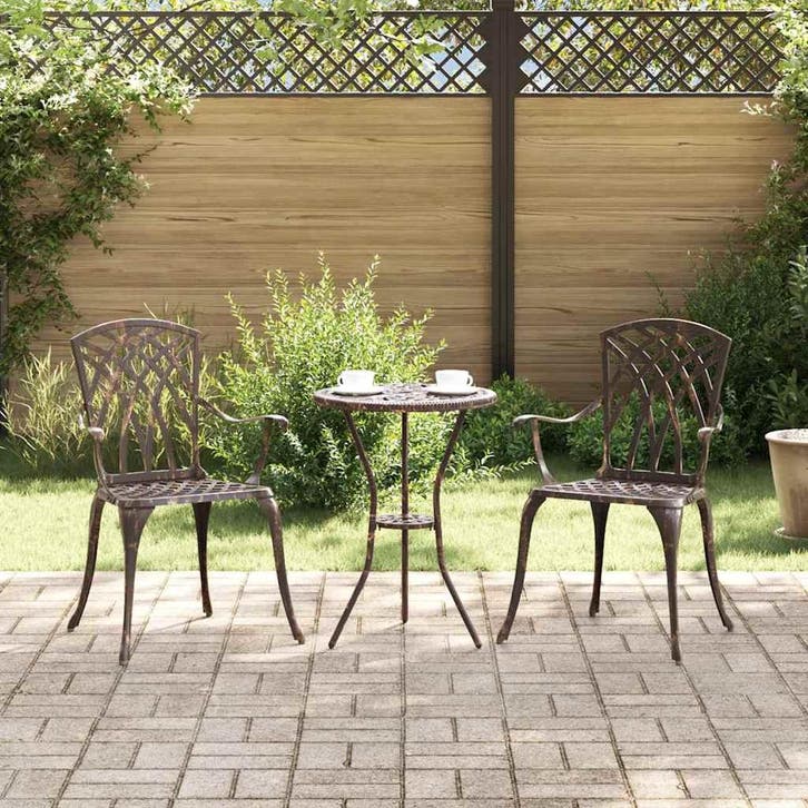 vidaXL Tuinstoel 2 pcs Brons 53 x 51 x 88,5cm Aluminium, Jardin & Terrasse, Chaises de jardin, Envoi