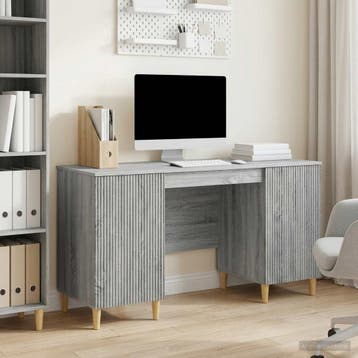 vidaXL Bureau met plank Grijs sonoma 142,5 x 50 x 75 cm, Verzenden