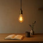 Glas & Bollen Messing Snoer & Houder Antiek Koper E40 Fittin, Huis en Inrichting, Verzenden, Nieuw