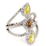 Cocktailring - 14 karaat Witgoud - 1.43ct. tw. Gemengde