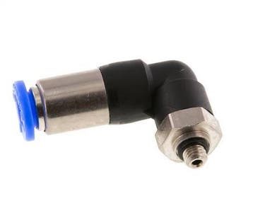 Raccord enfichable 6mm & M5 mâle coude autobloquant, Verzenden