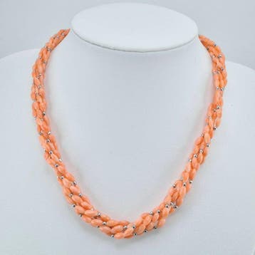 Corail - Argent - Collier - CORALLO ROSA, Antiquités & Art