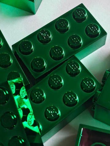 Lego Stenen - Classic - 100x Lego bricks 2x4 in Chrome Green