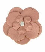 Haarspeld Duckklem & Broche 6cm – Lederlook Bloemvorm – Roze, Nieuw