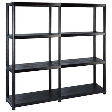 vidaXL Opbergrek 4-laags 122x30,5x130 cm kunststof zwart, Huis en Inrichting, Verzenden, Nieuw