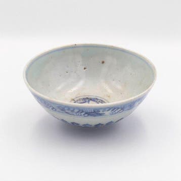 Chinois ancien Porcelaine bleue et blanche Bol décoré de