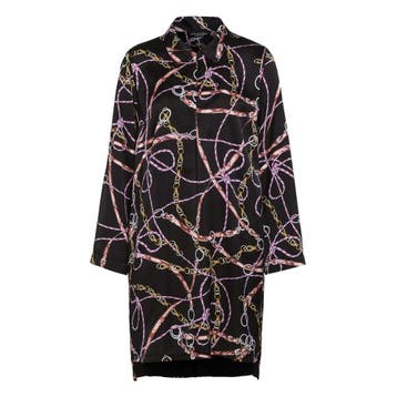 Ana Alcazar • zwarte satijnen jurk ketting motief • 38, Kleding | Dames, Maat 38/40 (M), Verzenden, Zwart, Nieuw