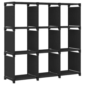 vidaXL Kast met 9 vakken 103x30x107,5 cm stof zwart, Maison & Meubles, Armoires | Bibliothèques, Verzenden