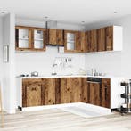 vidaXL 11-delige Keukenkastenset Lyon bewerkt hout oud, Verzenden, Nieuw