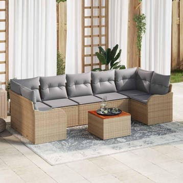 vidaXL Tuinbank Set met opslag 8 pcs Beige en Lichtgrijs, Verzenden, Nieuw