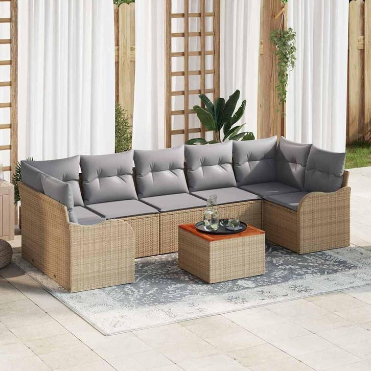 vidaXL Tuinbank Set met opslag 8 pcs Beige en Lichtgrijs, Tuin en Terras, Tuinsets en Loungesets, Nieuw, Verzenden