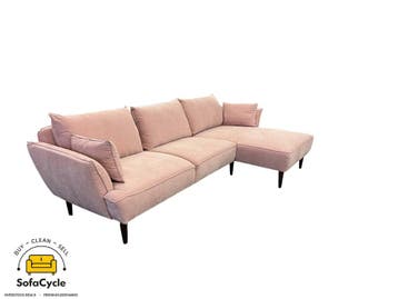 Hoekzetel roze in stof, hoek R – overstock, Verzenden