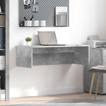vidaXL Aan de muur bevestigd bureau Beton Grijs Bewerkt hout, Verzenden, Nieuw