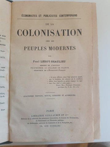 Paul Leroy Beaulieu - La colonisation chez Les Peoples