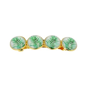 Haarspeld Patentspeld 8cm - Cirkel – Bladeren Patroon – Goud, Nieuw