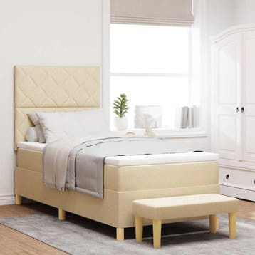 vidaXL Boxspring bed met kussen met hoofdeinde Crème 190 x, Huis en Inrichting, Slaapkamer | Bedden, Verzenden, Nieuw