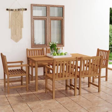 vidaXL 7-delige tuinset 160x80 cm massief teakhout, Verzenden, Nieuw, Tuinset
