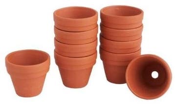 Terracotta Potjes Binnenmaat 8 cm doos 10 stuks, Nieuw