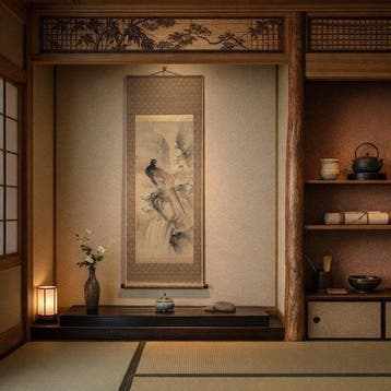 Set van 2 Japanse kakejiku-hangende rollen – Fazanten bij