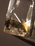 Crystal point of Phantom Quartz - gardenscape yellow flower, Verzenden, Nieuw