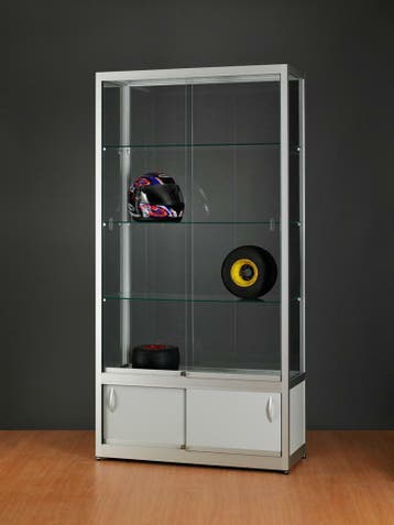 *TIP*  Luxe vitrinekast aluminium 100 cm met onderkast, Ophalen of Verzenden