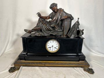 Pendule - Brons, Marmer - 1850-1900, Antiek en Kunst