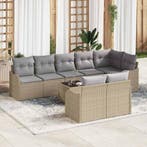 vidaXL Tuinbank Set met kussen 9 pcs beige en lichtgrijs, Verzenden, Nieuw