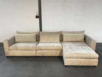 4x6 sofa – X2 Modulaire Hoekzetel In Ecru Velours -, Maison & Meubles, Canapés | Salons, Verzenden