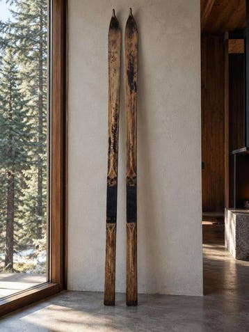 Pair of Antique wooden skis - 1940