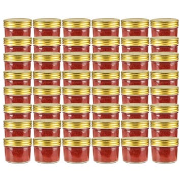 vidaXL Jampotten met goudkleurige deksels 48 st 110 ml glas, Verzenden, Nieuw