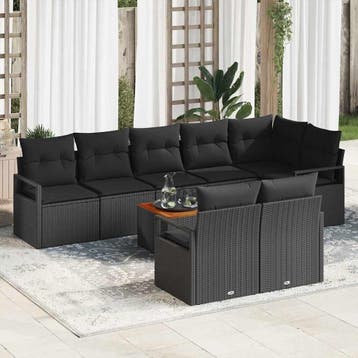 vidaXL Tuinbank Set 9 st Zwart poly rattan, Verzenden, Nieuw