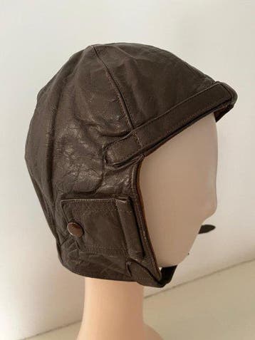 Dames vintage leren helm in, Nieuw