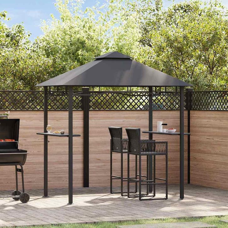vidaXL Barbecue paviljoen 240x150x255 cm staal antraciet, Jardin & Terrasse, Tonnelles, Envoi