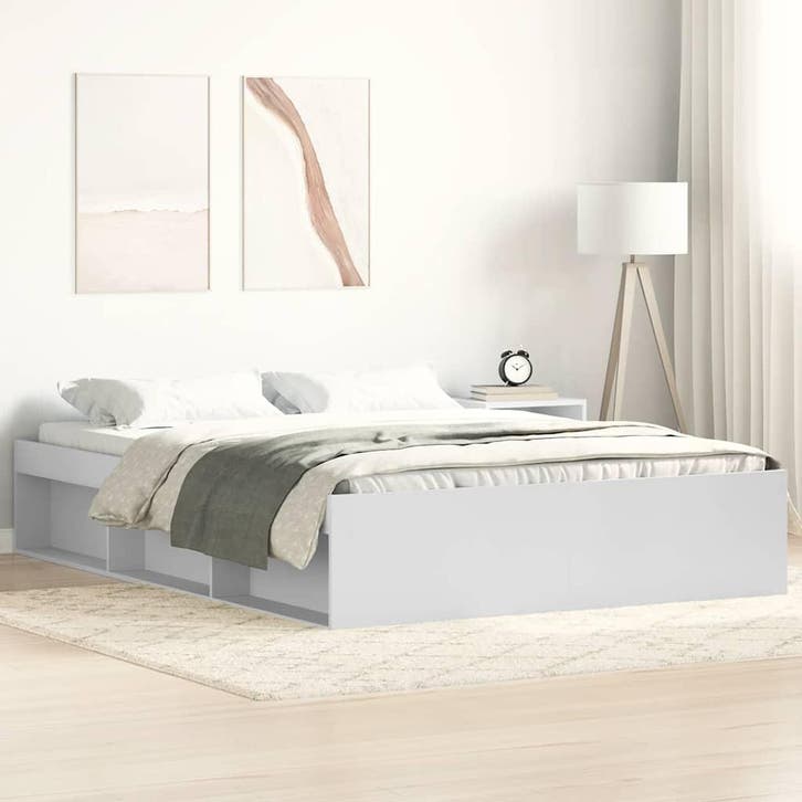 vidaXL Bedframe wit 150x200 cm King Size, Huis en Inrichting, Slaapkamer | Bedden, Nieuw, Verzenden