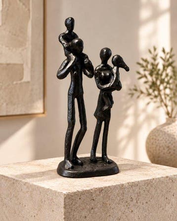 sculptuur, Handgemaakte gietijzeren familiesculptuur –