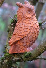 Sculpture, Young Owl - 18 cm - Fer