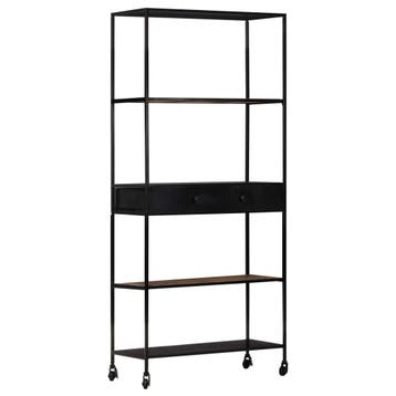 vidaXL Boekenkast 80x35x180 cm ruw mangohout en ijzer, Verzenden, Nieuw
