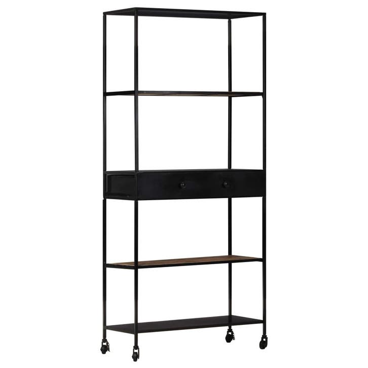 vidaXL Boekenkast 80x35x180 cm ruw mangohout en ijzer, Huis en Inrichting, Kasten | Boekenkasten, Nieuw, Verzenden