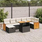 vidaXL 5-delige Loungeset met kussens poly rattan zwart, Verzenden, Nieuw, Loungeset