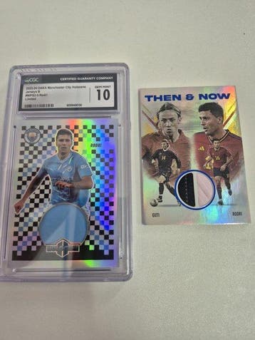 Lotto 2 Carte Rodri Manchester City - Futera Then e Now Guti