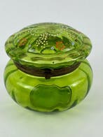 Doos - Een victoriaanse groene glazen doos - Glas, Messing