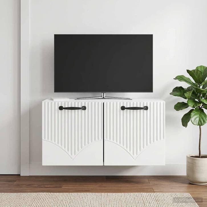 vidaXL Wandmontage TV-kast Hoogglans Wit 59,5 x 31 x 30 cm, Maison & Meubles, Armoires | Mobilier de télévision, Envoi