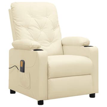 vidaXL Massagestoel kunstleer crèmekleurig, Huis en Inrichting, Stoelen, Verzenden, Nieuw
